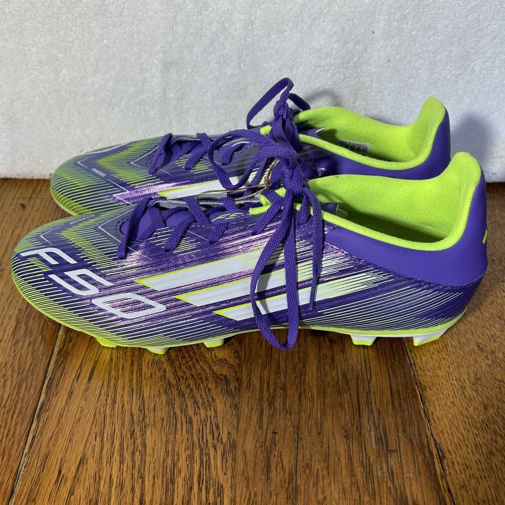 Adidas Mens Size 11 F50 League FG/MG Purple Rush/Lucid Lemon Soccer Cleats